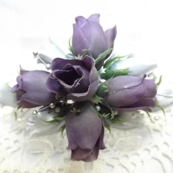 Fade-out Purple and Silver Silk Flower Hair Comb - Picture 1 of 3
